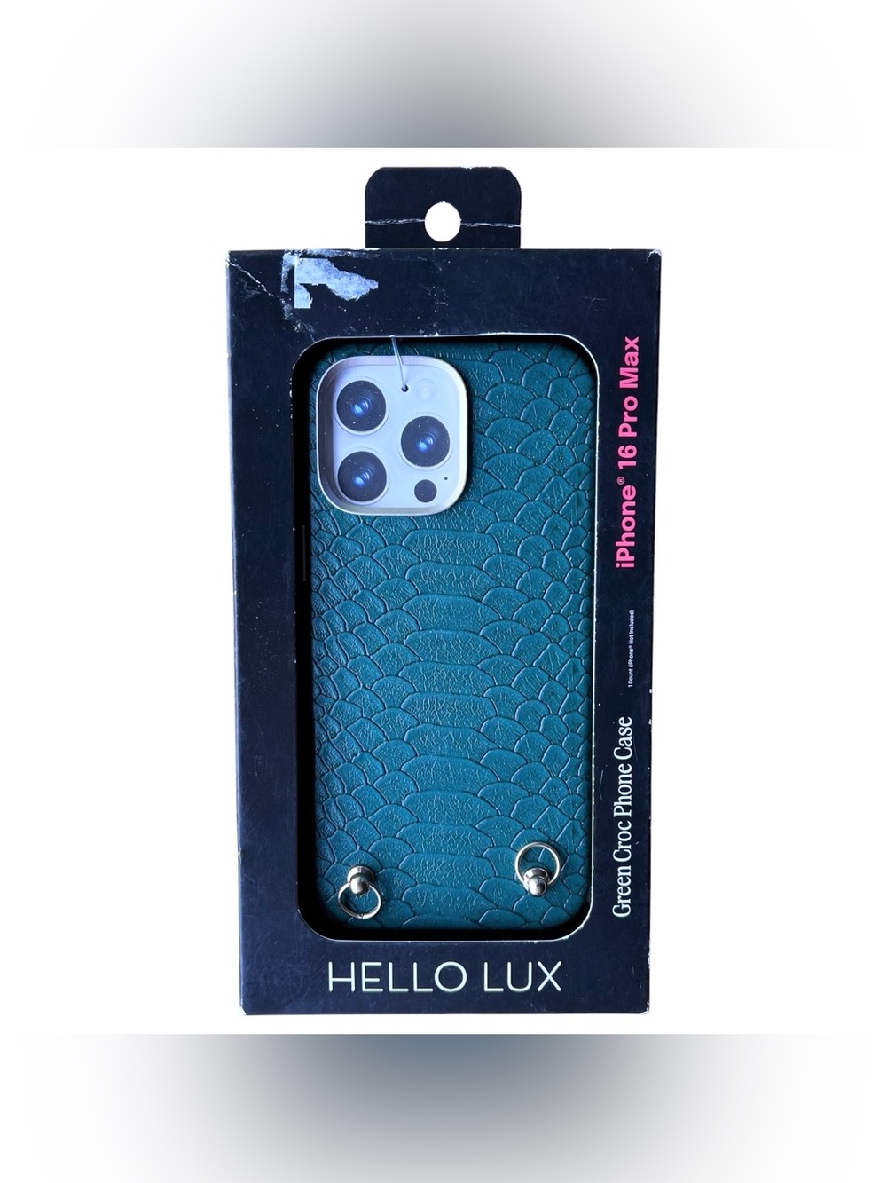 Hello Lux iPhone 16 Pro Max Green Croc Phone Case New